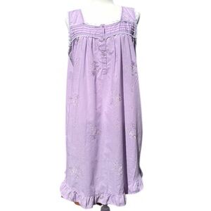 Vintage Cottagecore Nightgown XXL Lavender Embroidered Cotton Blend Sleep Dress